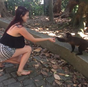 Student feeding Monkey