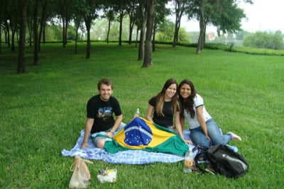 "We're at Fundidora Park in Monterrey, Mexico. I was on a picnic with Elisson and Maira, two friends from Brazil I met during my first internship!" friends at Fundidora Park Monterrey Mexico