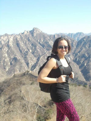 woman hiking in the mountains