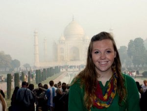 Emily at the Taj Mahal. 