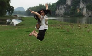 woman jumping in fuli china