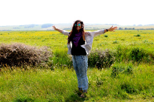 A young girl posing for a picture.