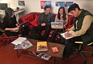 CAPA London students strategizing with internship supervisor London Michael Guti