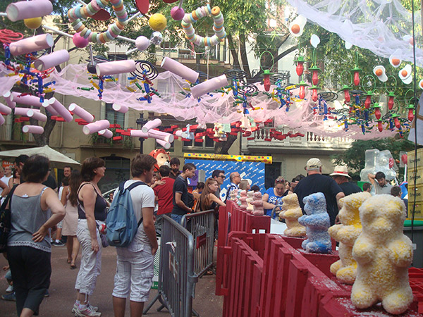 Candy-themed part of a festival in the Grácia neighborhood of Barcelona!