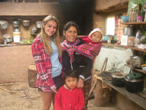 A picture with me and my homestay family in their kitchen. 