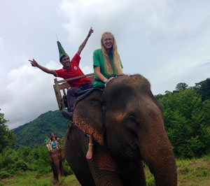 Riding an elephant