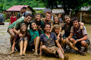 Mud fight in Mok Du Laos