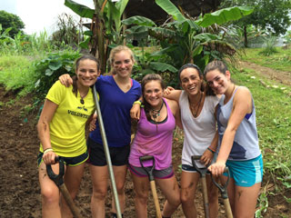 My community service group at a tilapia farm