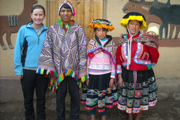 Natalie with some local Bolivians in traditional dress