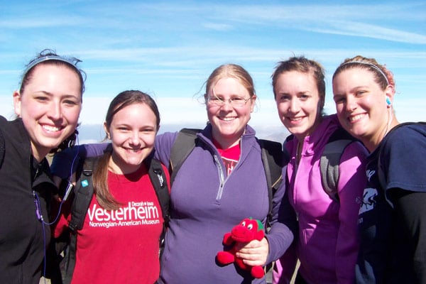 Riley (left) with some friends in Wales