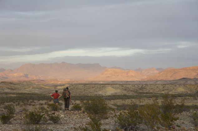 hikers with mountain views