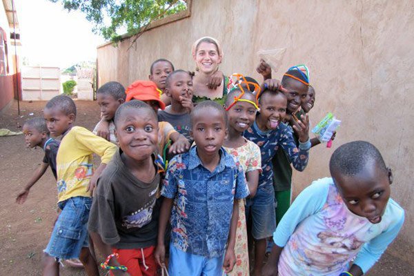 MAD Volunteer Coordinator Sara with the Kilimanjaro Kids Care children