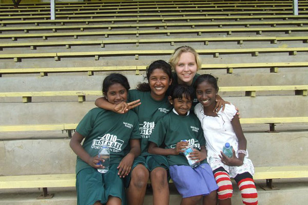 Gwen with some of the local children she met in Fiji