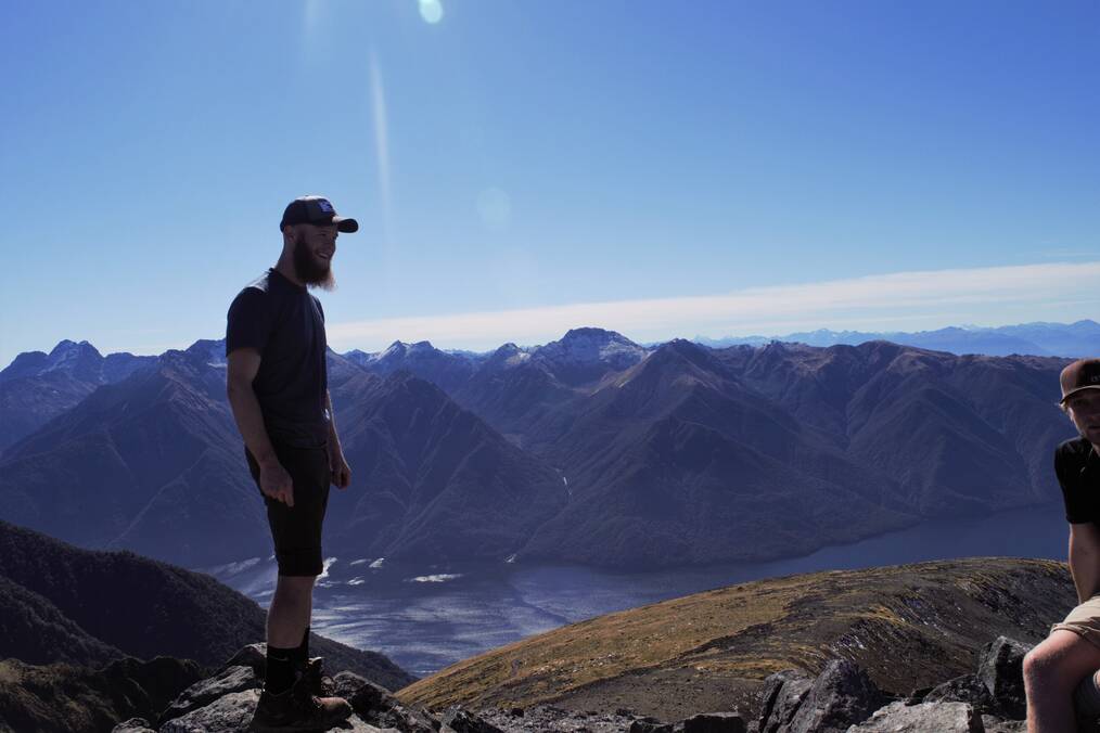 Man standing on a mountain.