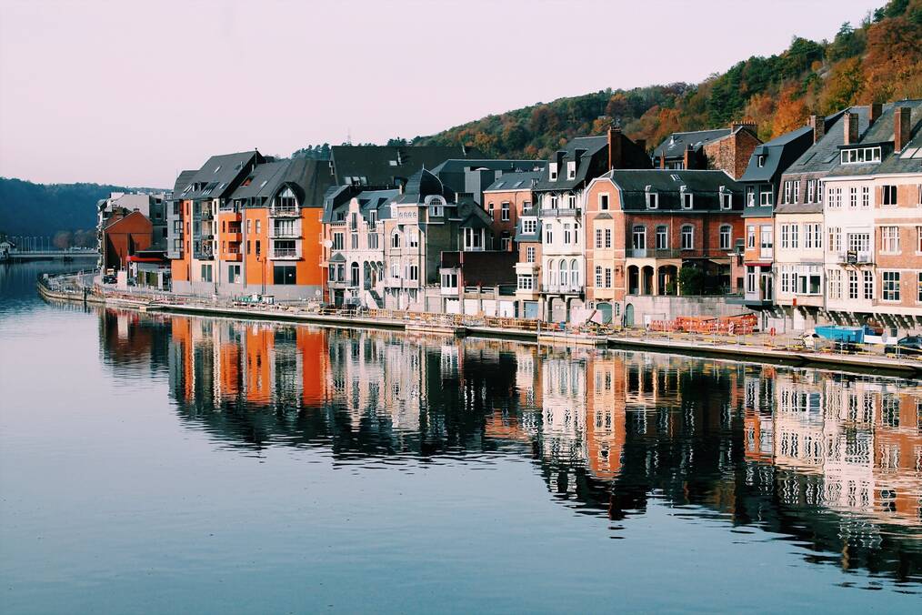 Buildings along water in Belgium