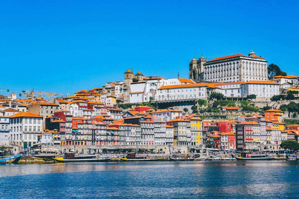 Buildings along the water in Portugal