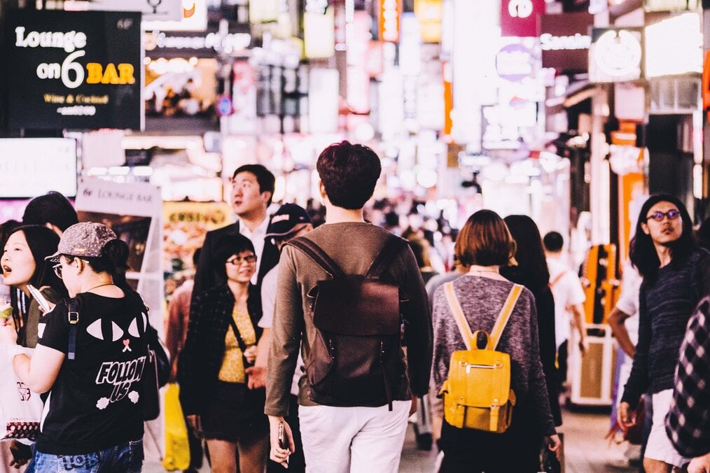 Person walking through Seoul