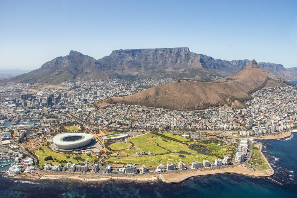 Aerial view of Cape Town, South Africa.