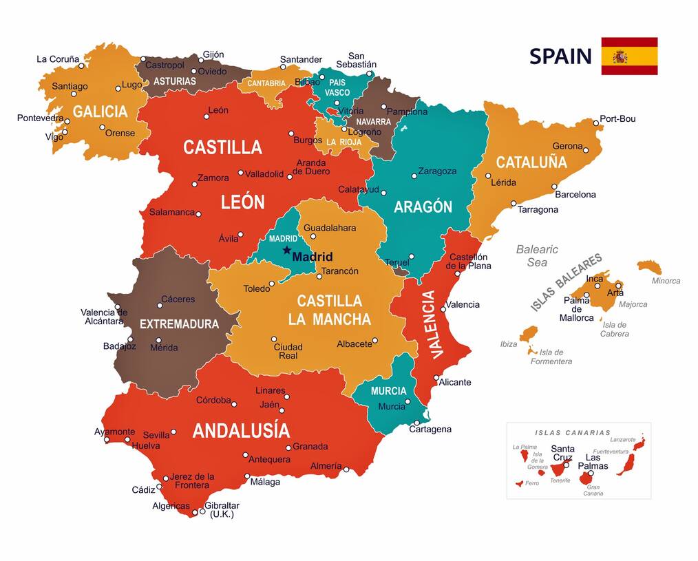 A map of Spain's regions.