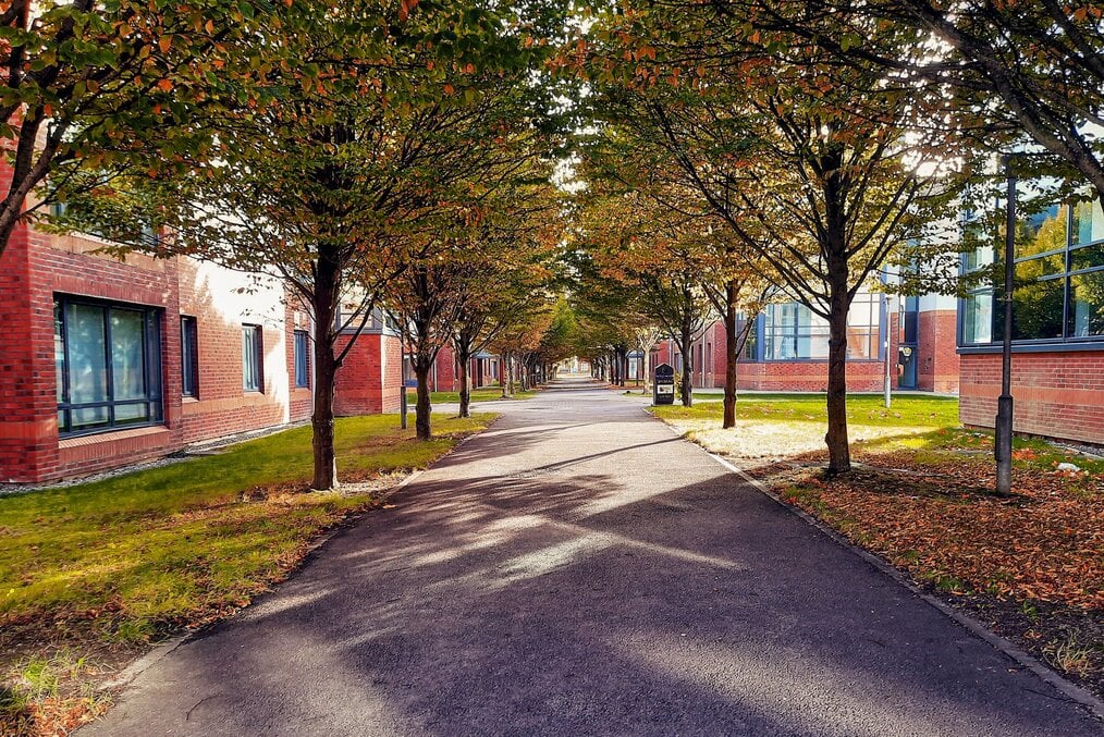 A walkway on the Maynooth campus.