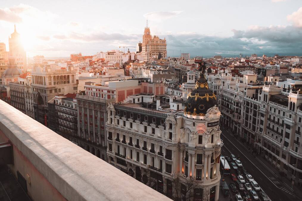 Overview of Madrid at dawn