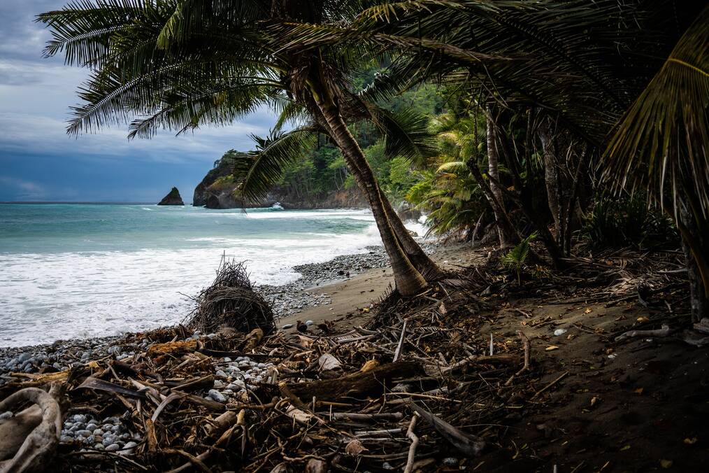 A beach and rocky shore in Costa Rica.