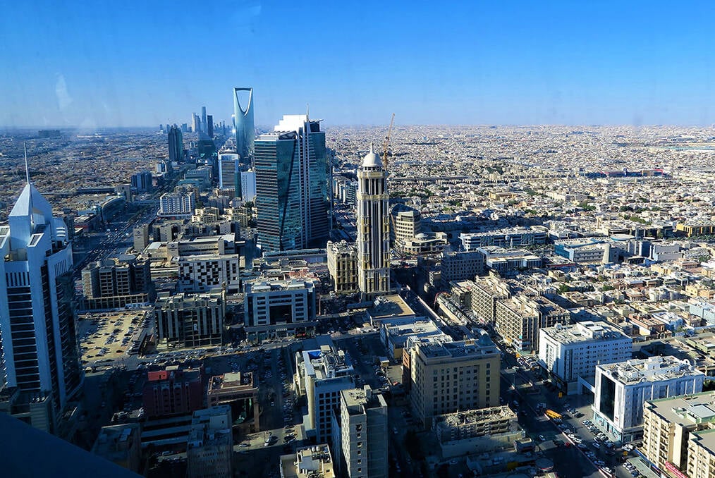 A birds eye view of buildings in Riyadh