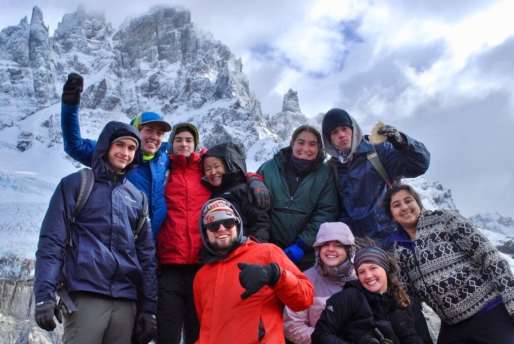 Victoria-ARCC-Patagonia and Cuba alum Victoria with ARCC group in the Patagonia snowy mountains