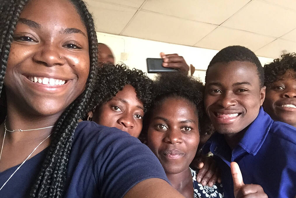 A group of students taking a selfie