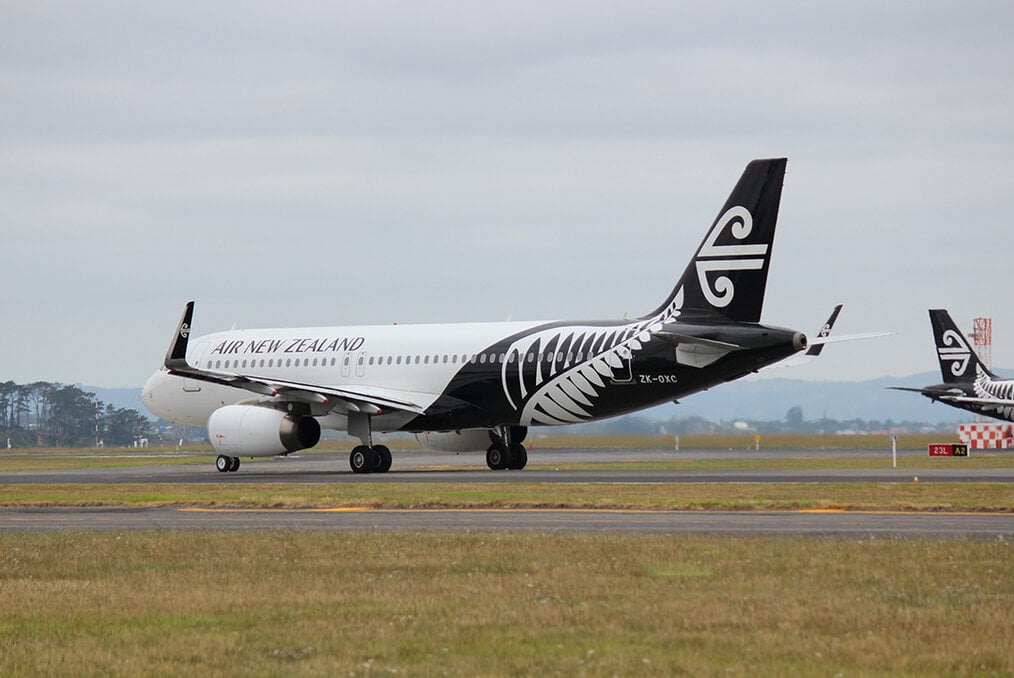 An Air New Zealand plane taxiing