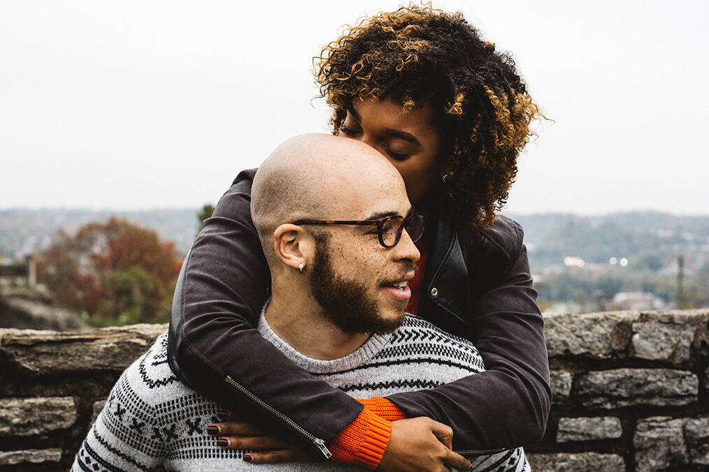 A couple hugging 