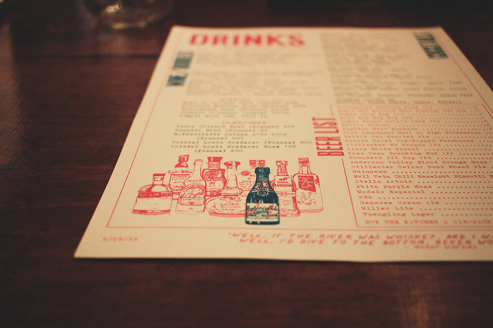 A food menu