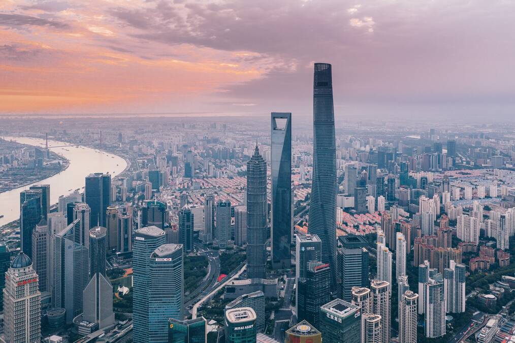 The skyline of Shanghai, China.