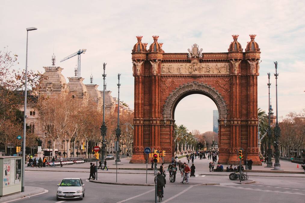 An archway on the street in Barcelona.