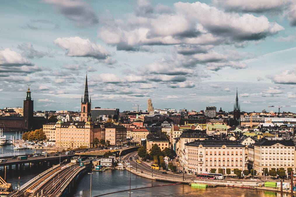 A bird's eye view of Stockholm, Sweden.