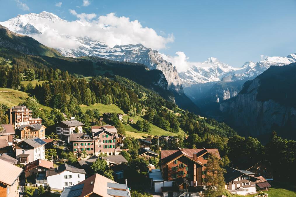 A mountainous village in Switzerland.