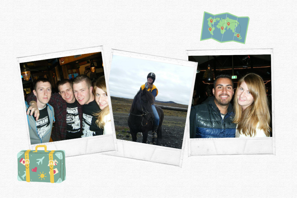 Andrea with new friends she met traveling.