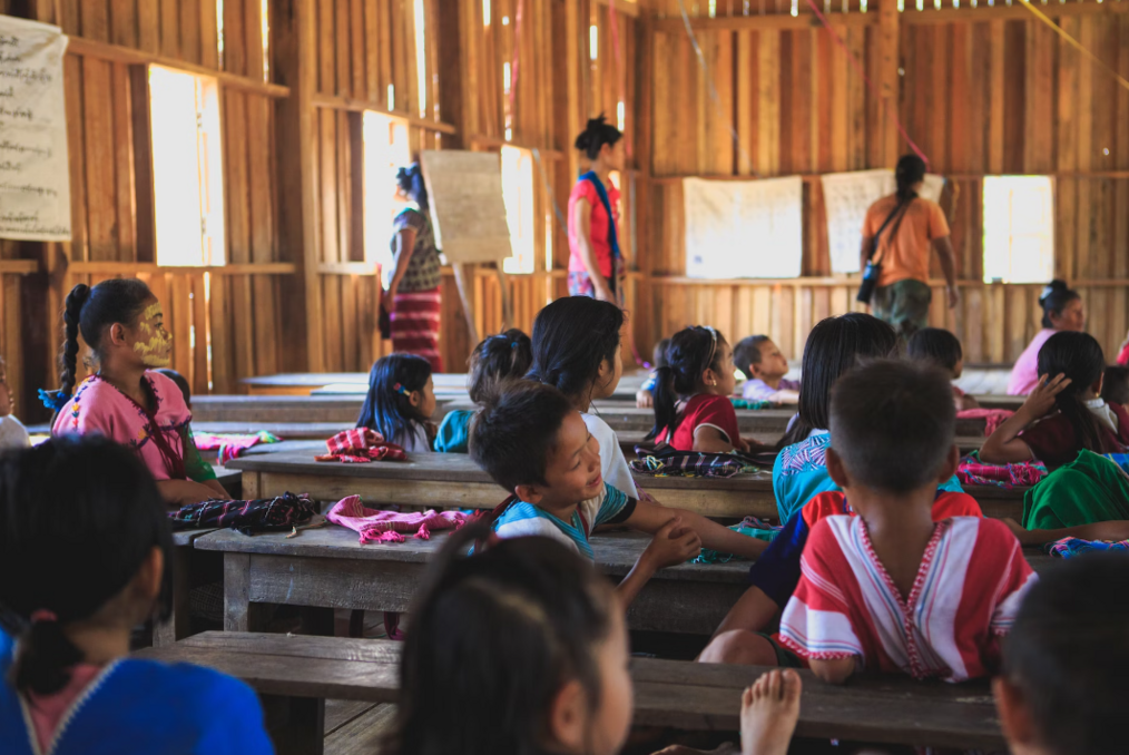 Students in a promary school classroom