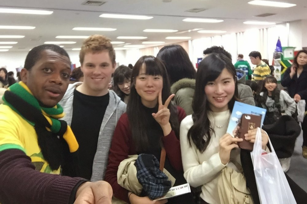 Interac language assistants posing for a photo