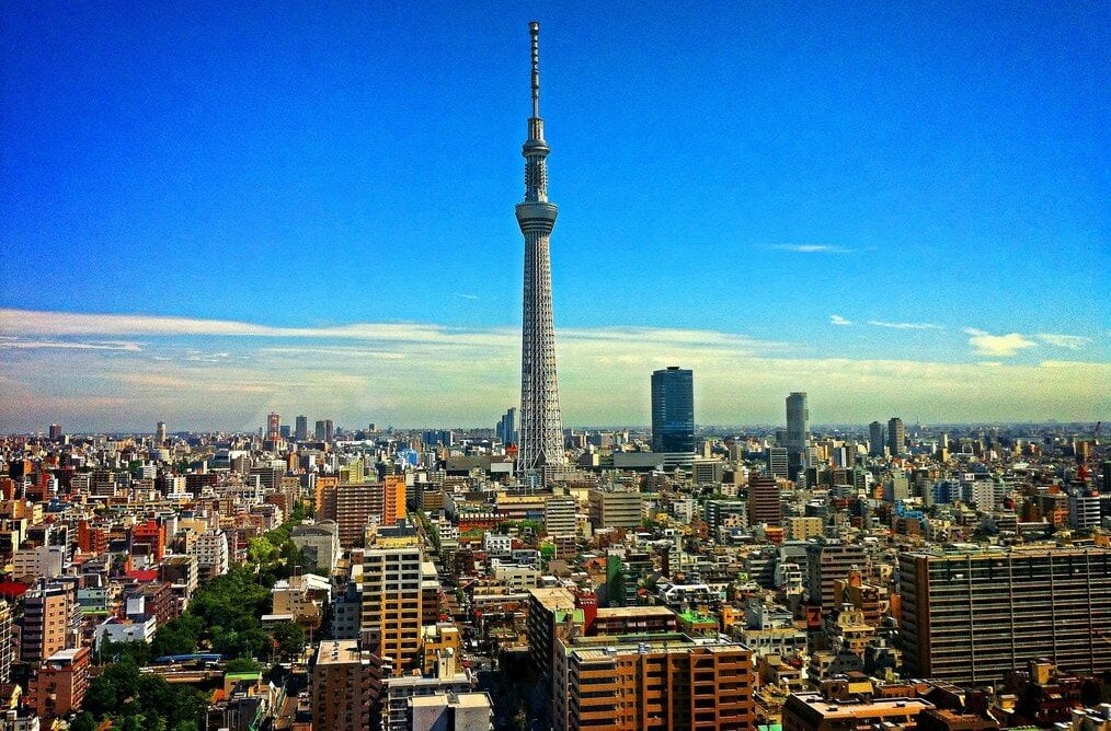 Internships in Tokyo Japan A drone view over the city of Tokyo.