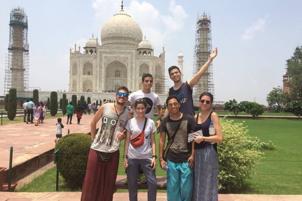 Volunteers outside the Taj Mahal