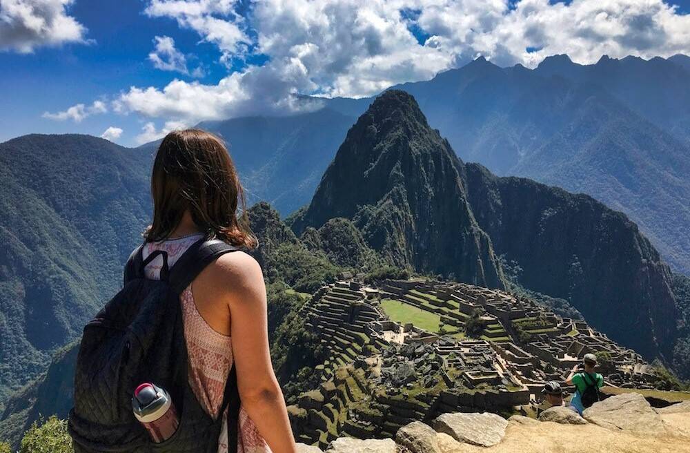 Person visiting Machu Picchu.