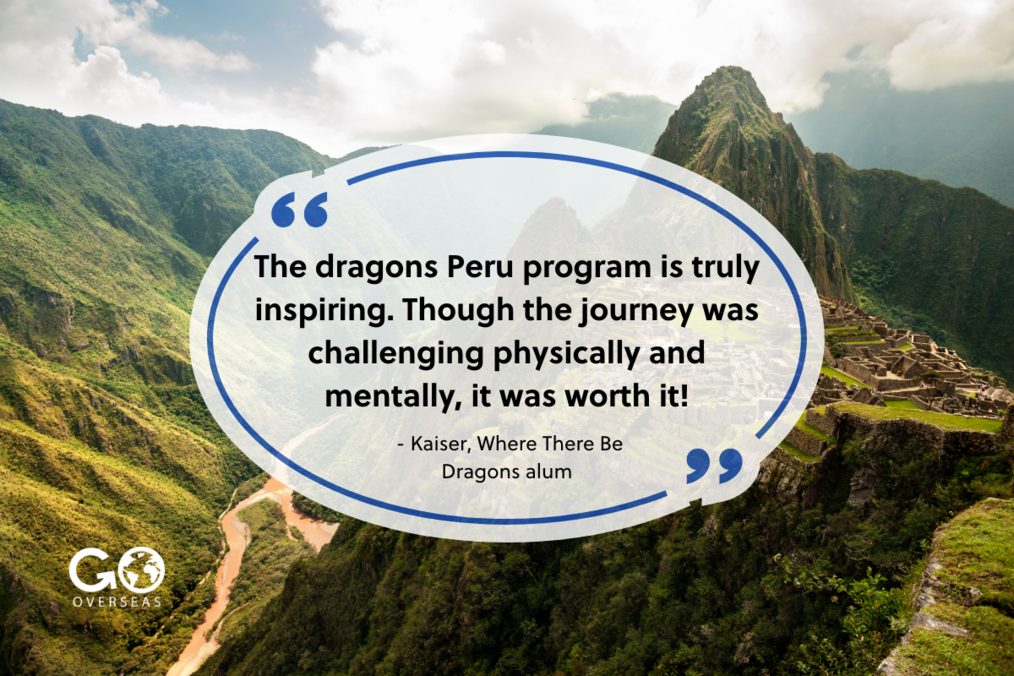 Mountainous terrain and quote from Where There Be Dragons alum