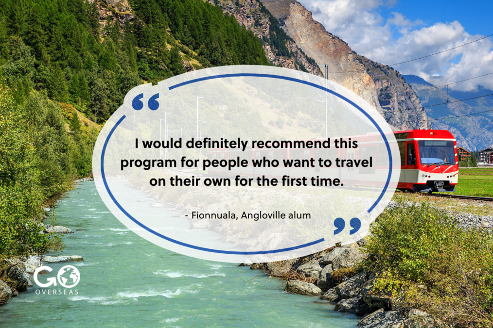 European landscape with quote from Angloville alum