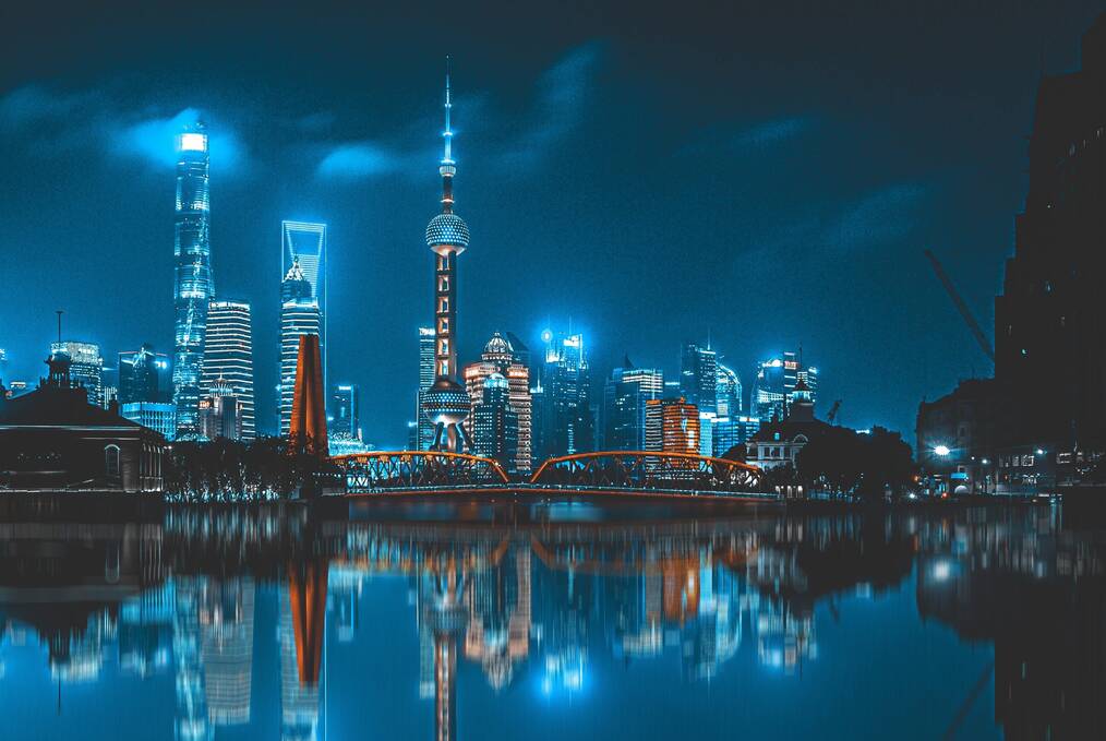 A view of Shanghai at night.