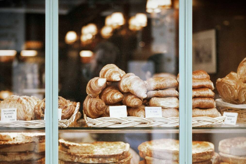 Croissants in a French bakery