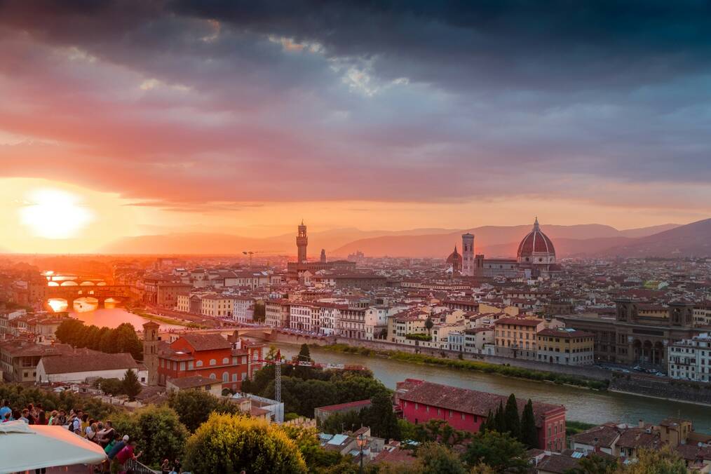 Skyline of Florence, Italy during a sunset