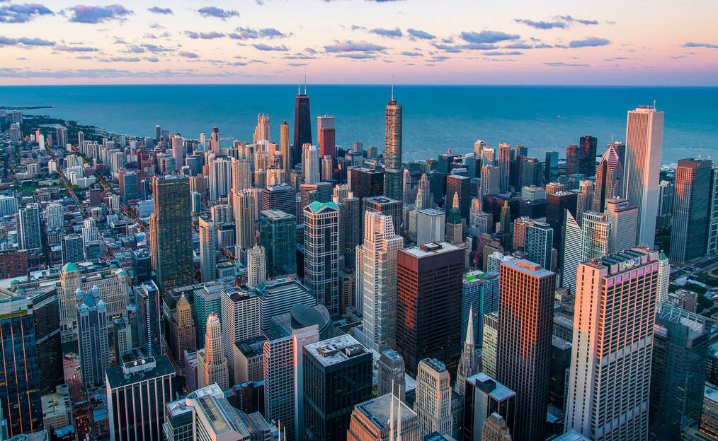 An aerial view of Chicago 