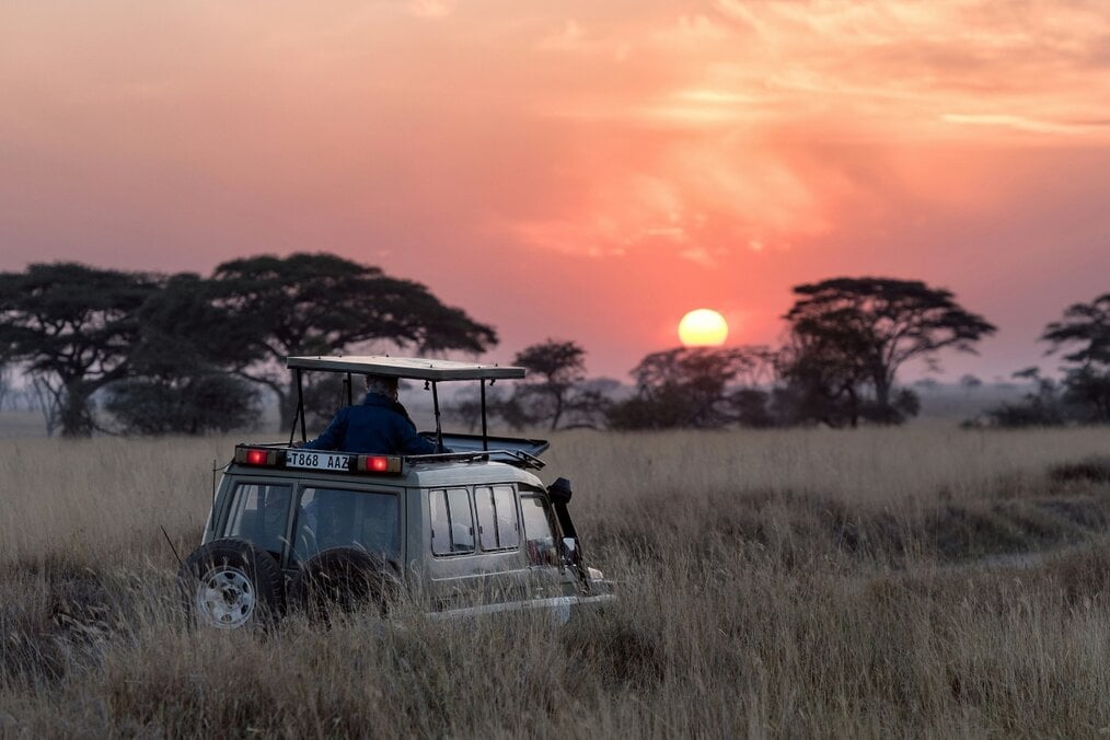Safari tour in Africa Sunrise on an African safari trip