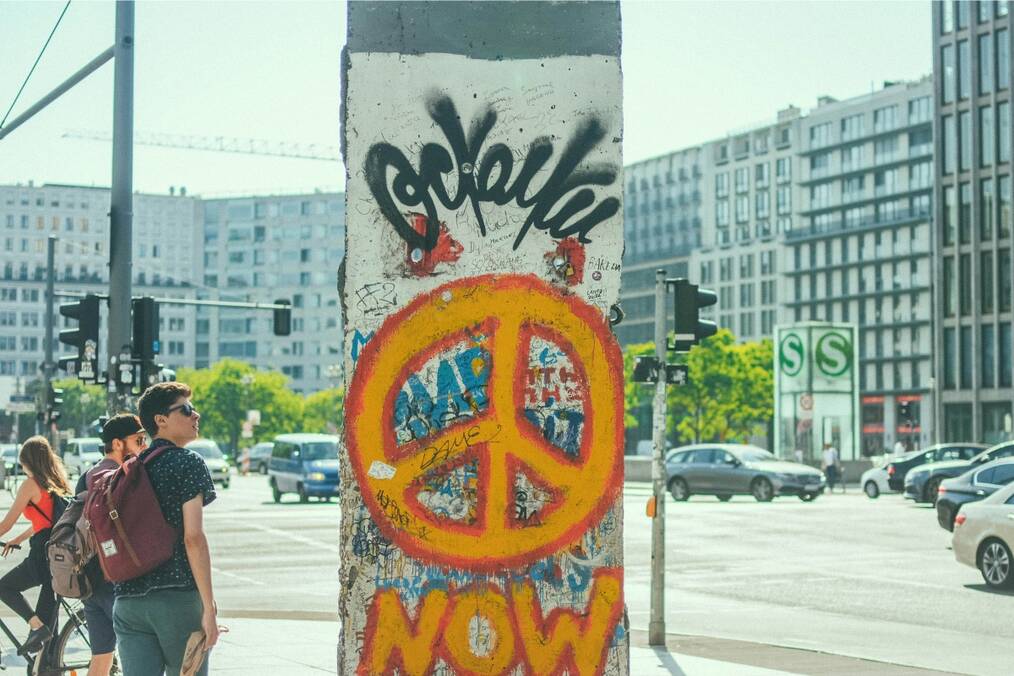 Peace sign street art in Berlin